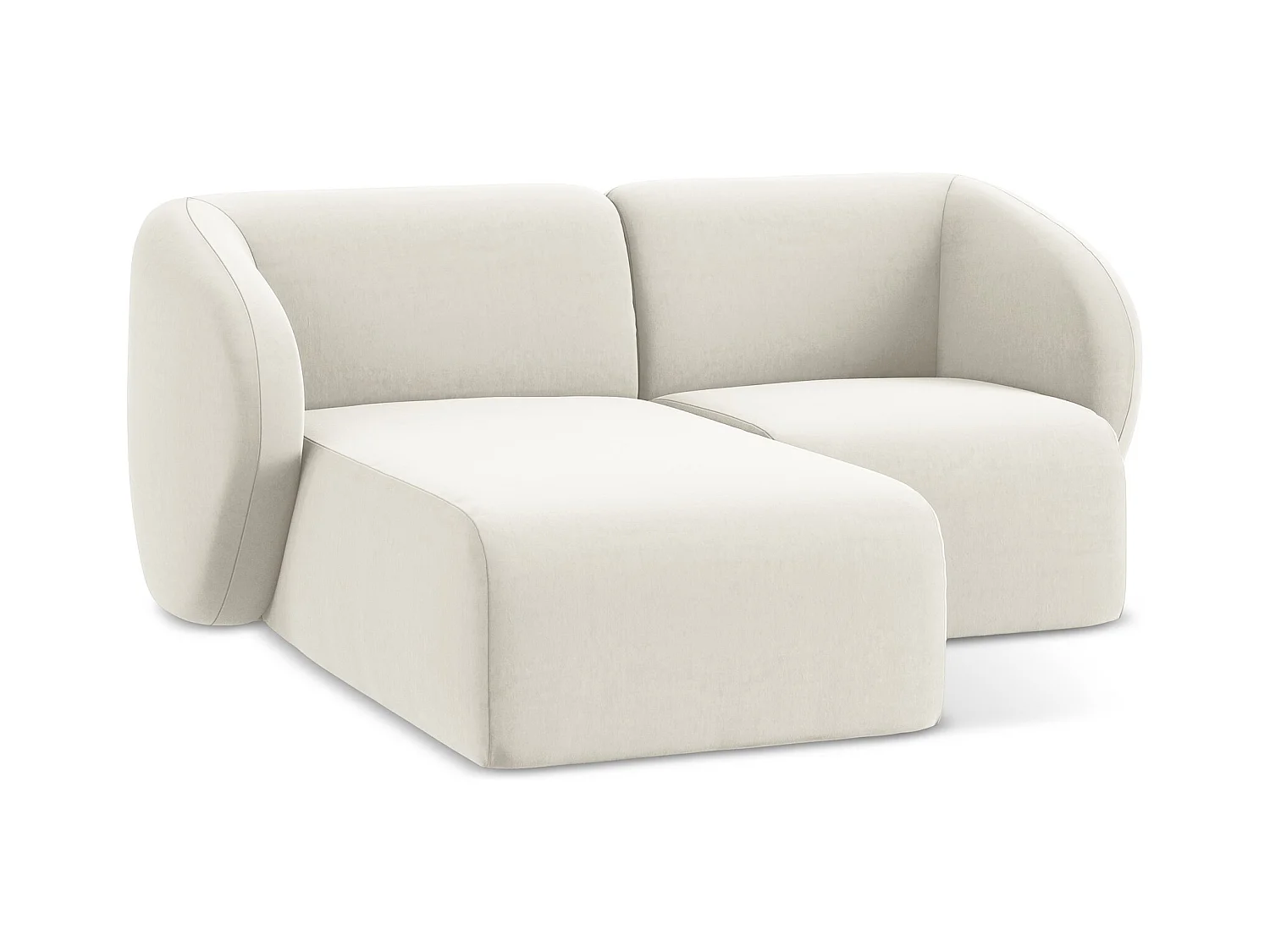 2,5-Sitzer Modulares Ecksofa - Ecke Links - Samt - Hell beige - LANI
