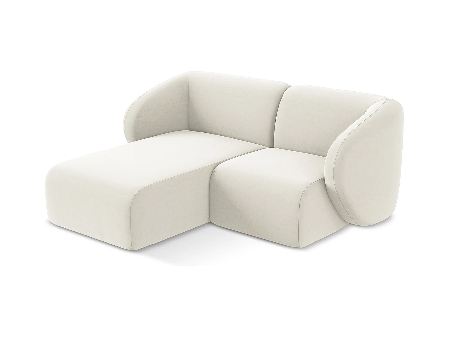 2,5-Sitzer Modulares Ecksofa - Ecke Links - Samt - Hell beige - LANI