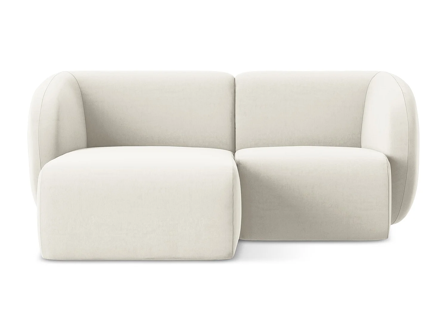 Modulaire hoekbank links van lichtbeige velours - LANI