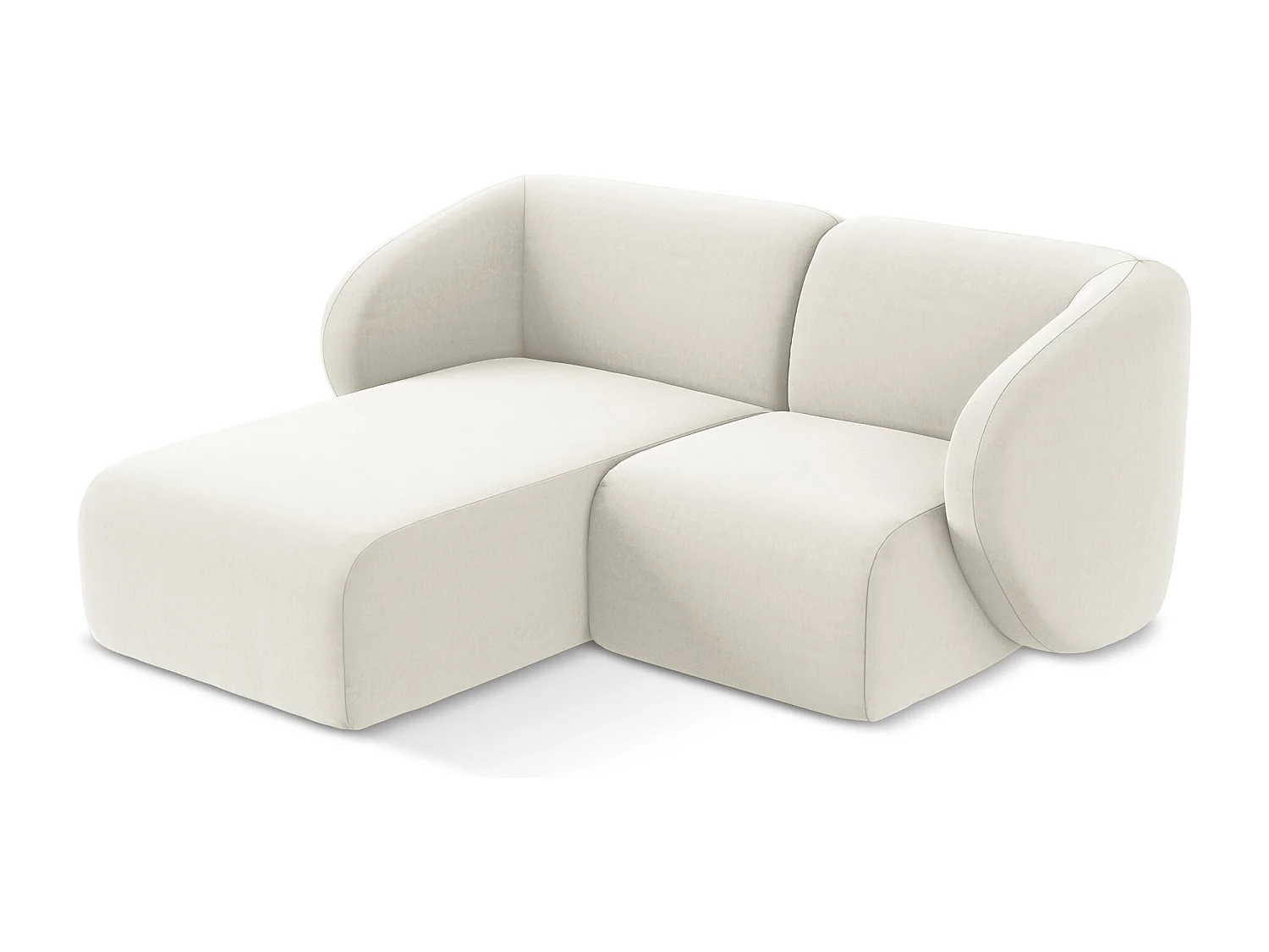 Modulaire hoekbank links van lichtbeige velours - LANI