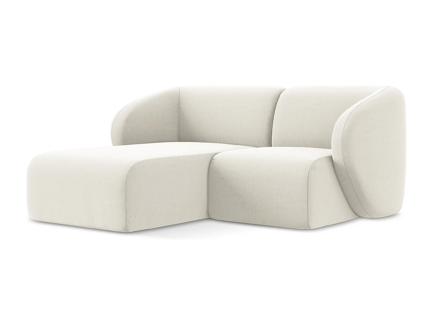 Modulaire hoekbank links van lichtbeige velours - LANI