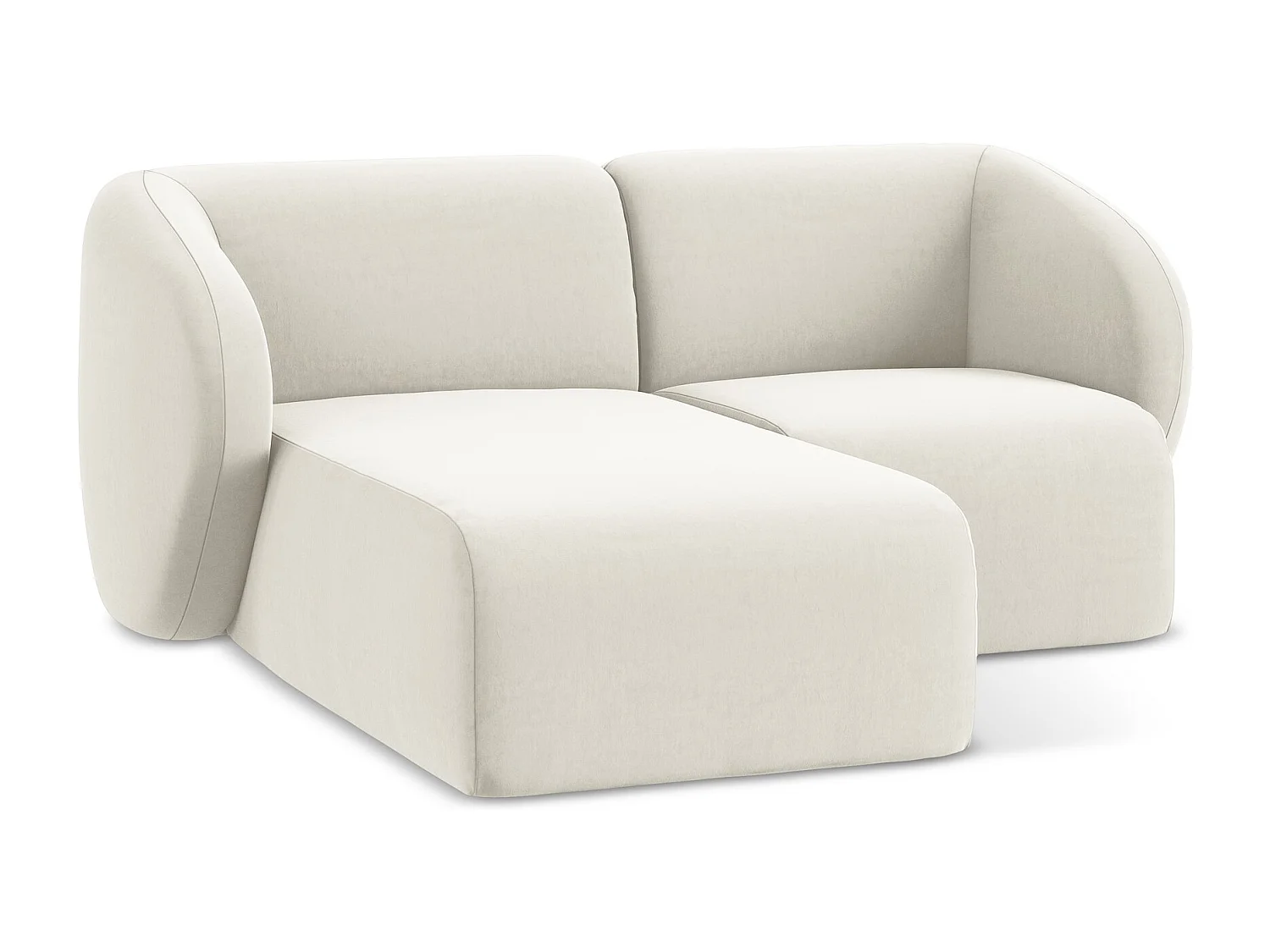 Modulaire hoekbank links van lichtbeige velours - LANI