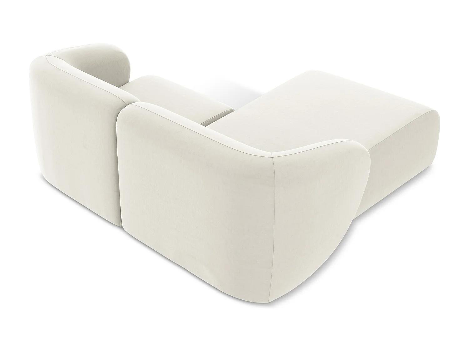 Modulaire hoekbank links van lichtbeige velours - LANI