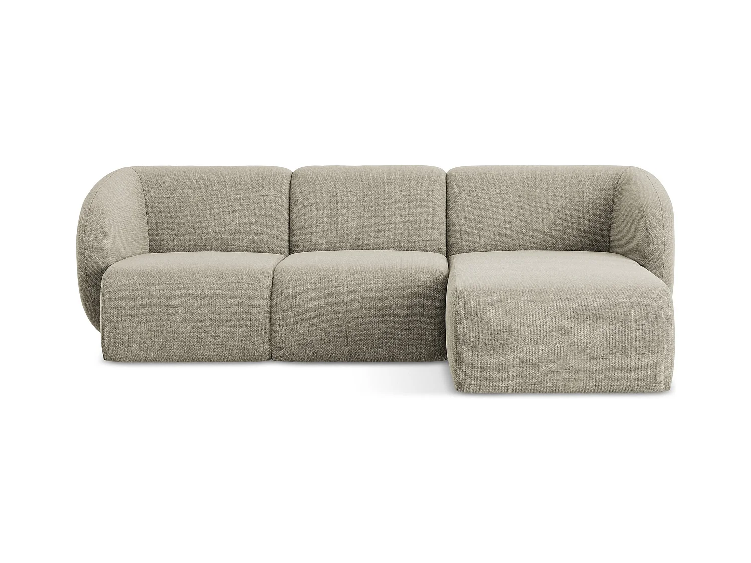 Modulaire hoekbank rechts van taupe bouclé - LANI