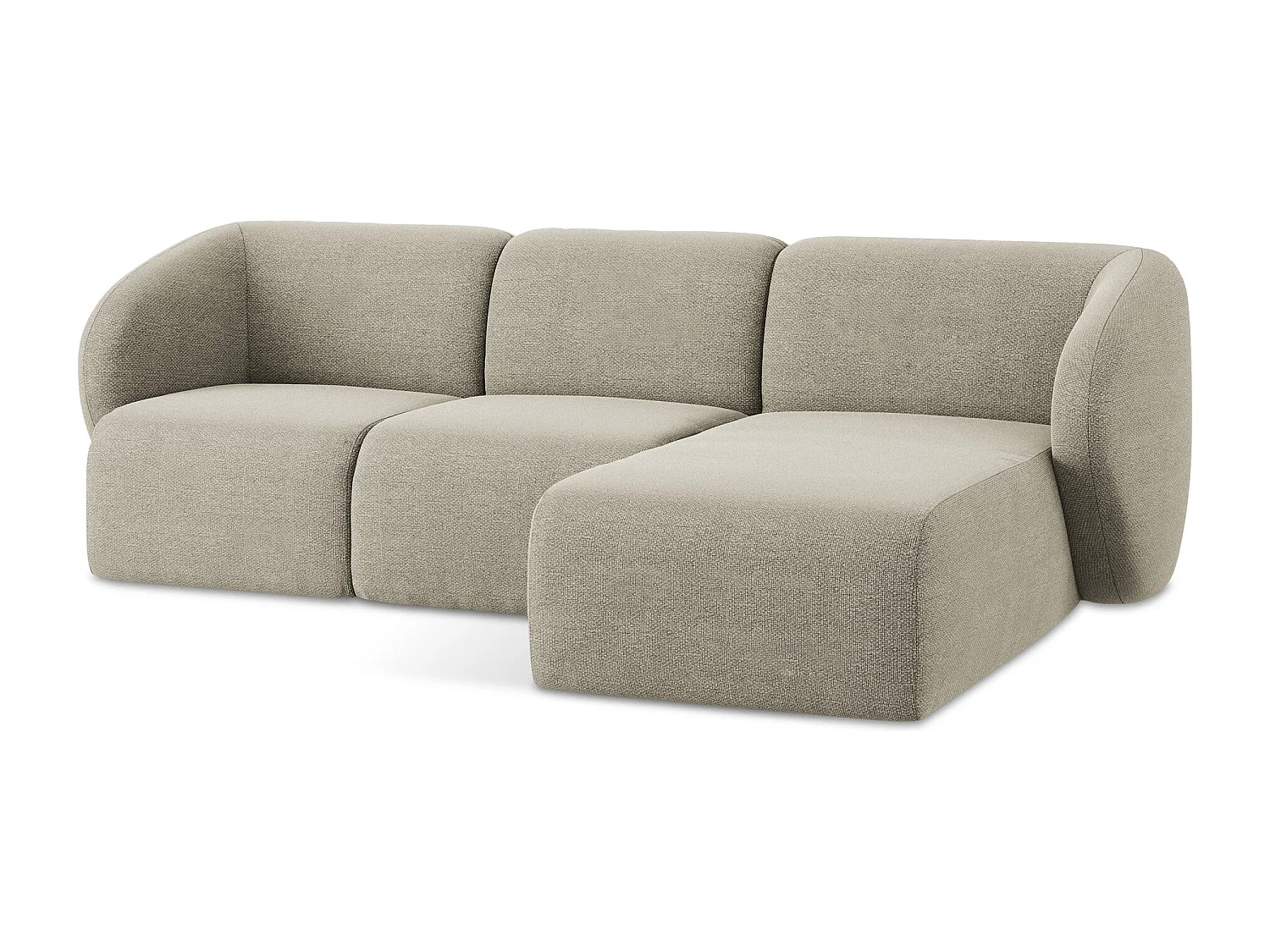 3-Sitzer Modulares Ecksofa - Ecke Rechts - Bouclé - Taupe - LANI
