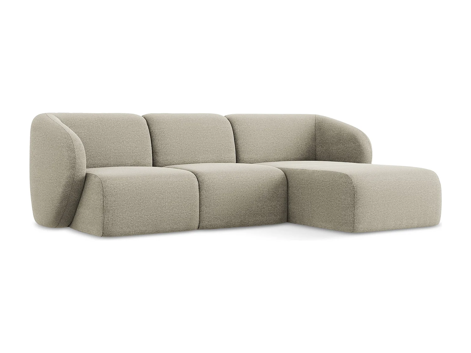 Canapé d'angle 3 places modulaire droit en tissu bouclette - taupe - LANI