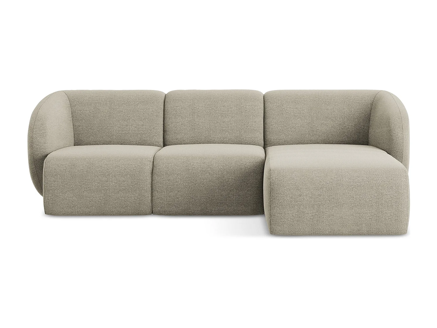 Canapé d'angle 3 places modulaire droit en tissu bouclette - taupe - LANI