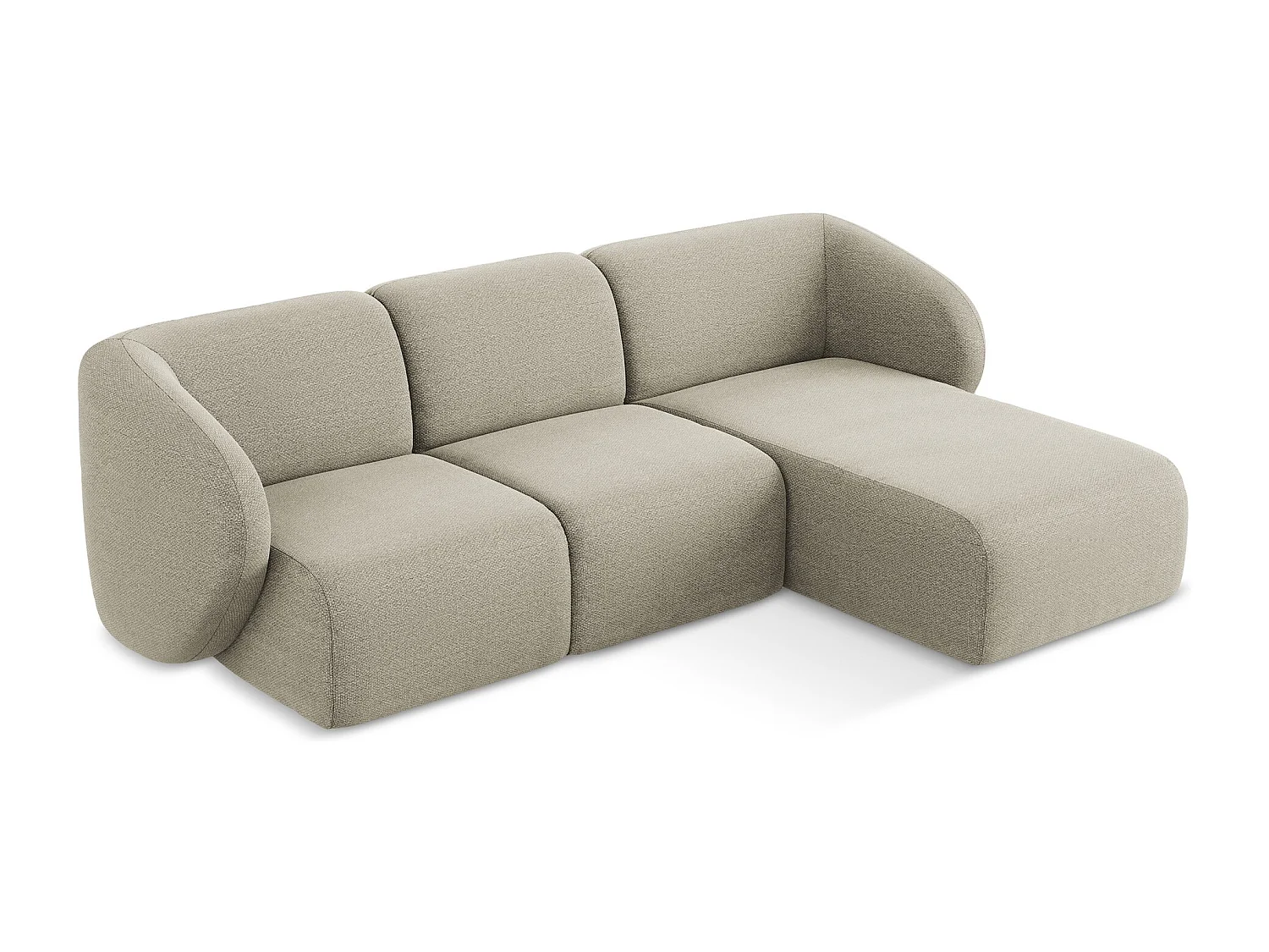 Canapé d'angle 3 places modulaire droit en tissu bouclette - taupe - LANI