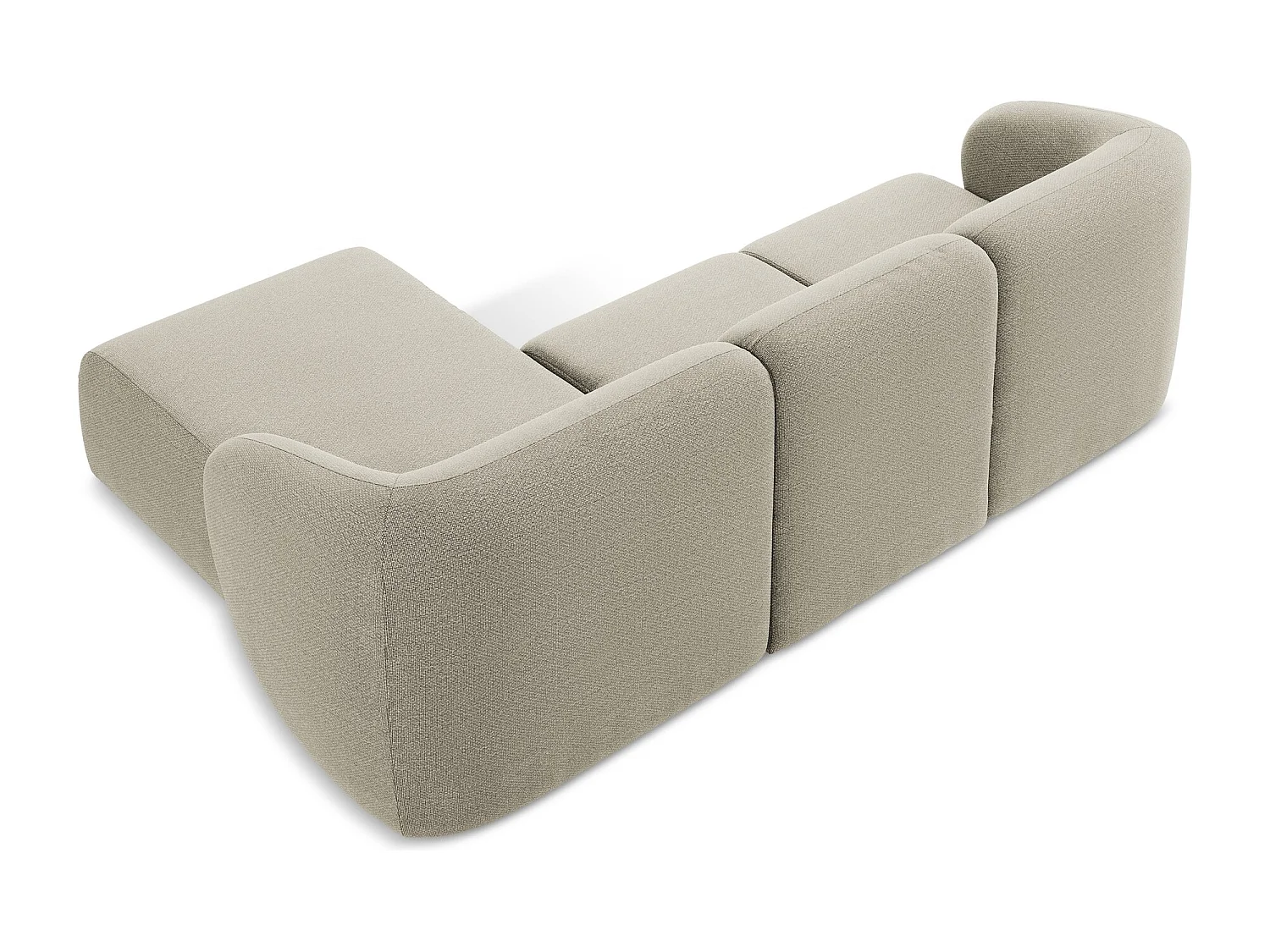 Canapé d'angle 3 places modulaire droit en tissu bouclette - taupe - LANI