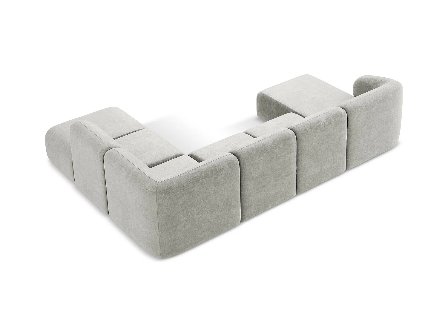 Sofa panoramiczna prawa - z tkaniny szenilowej - jasny szary - LANI