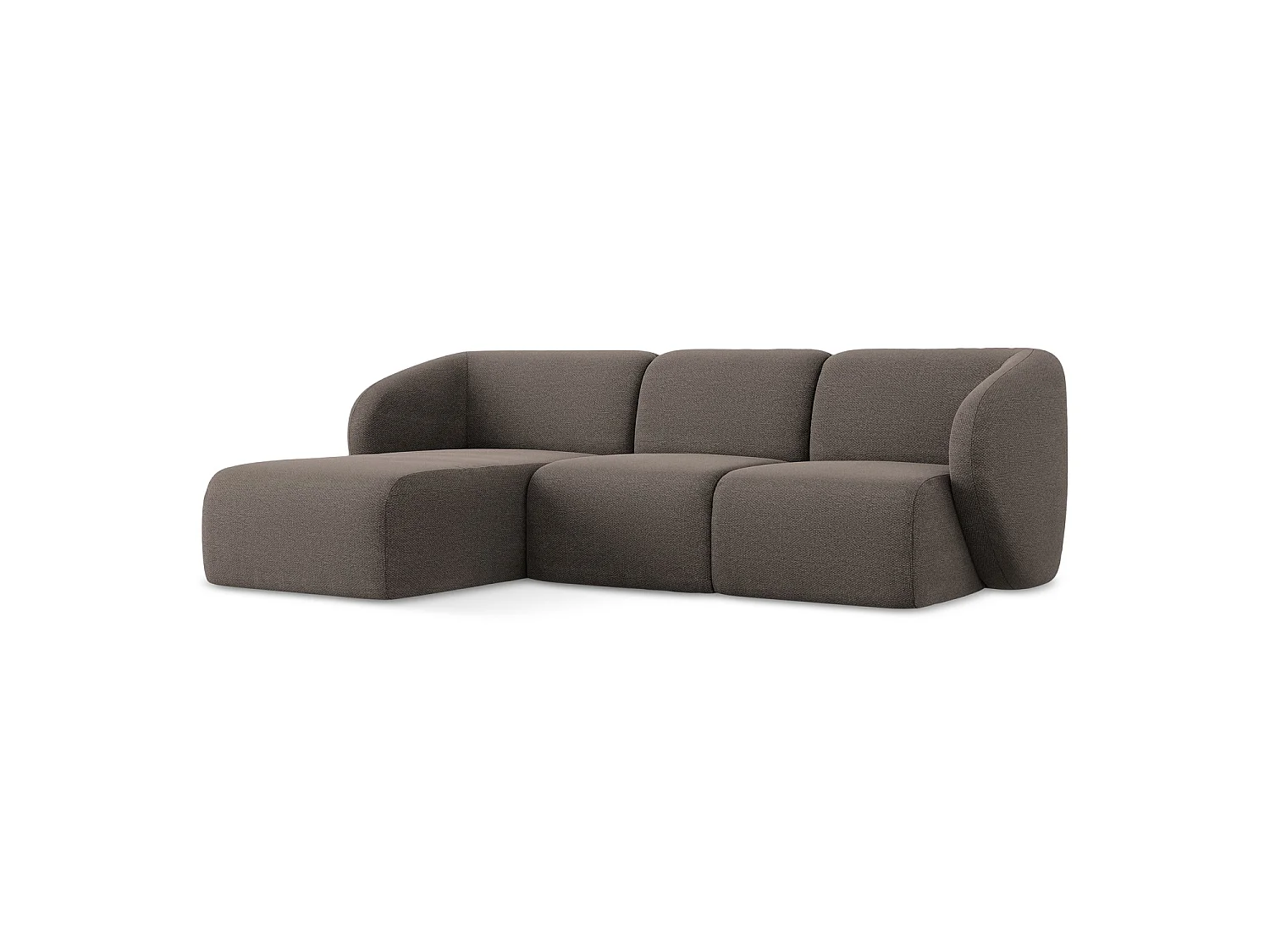 3-Sitzer Modulares Ecksofa - Ecke Links - Bouclé - Schokolade - CERVO