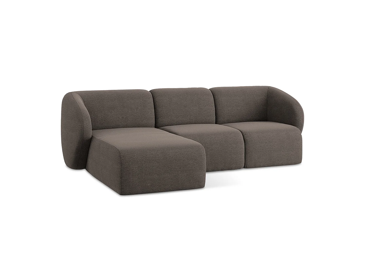 3-Sitzer Modulares Ecksofa - Ecke Links - Bouclé - Schokolade - CERVO