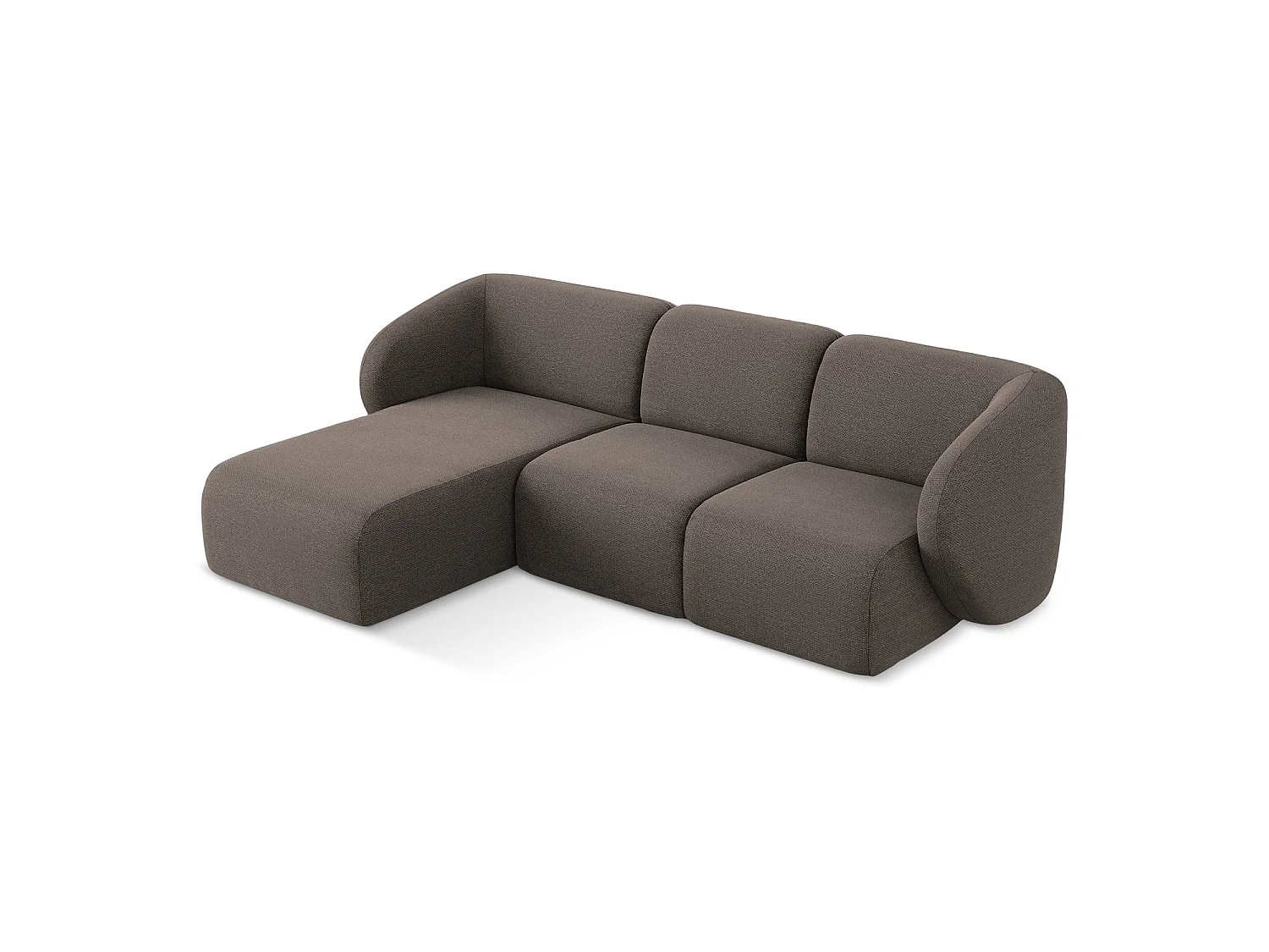 3-Sitzer Modulares Ecksofa - Ecke Links - Bouclé - Schokolade - CERVO