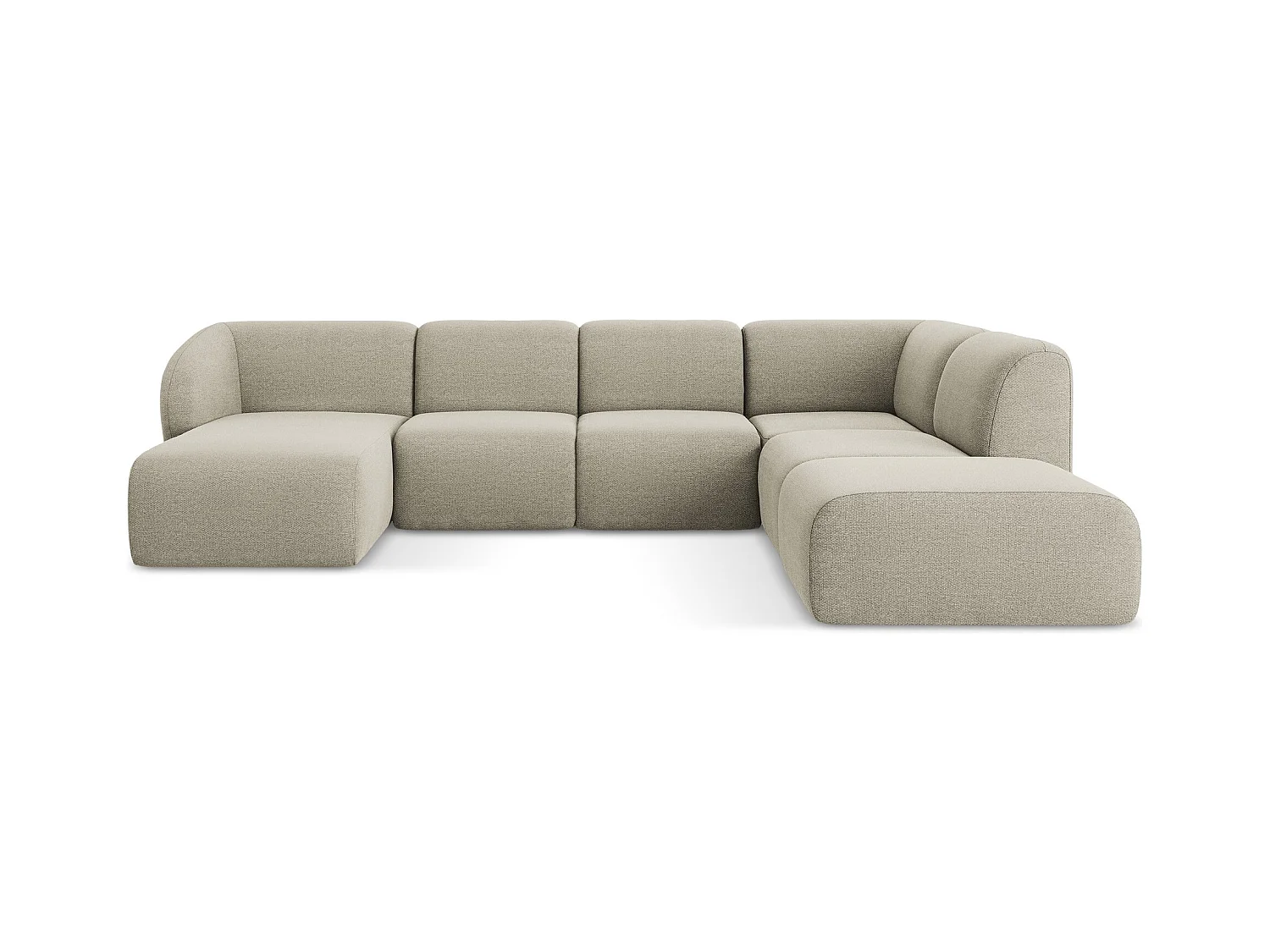 Sofa panoramiczna prawa - z tkaniny bouclé - kreci - LANI