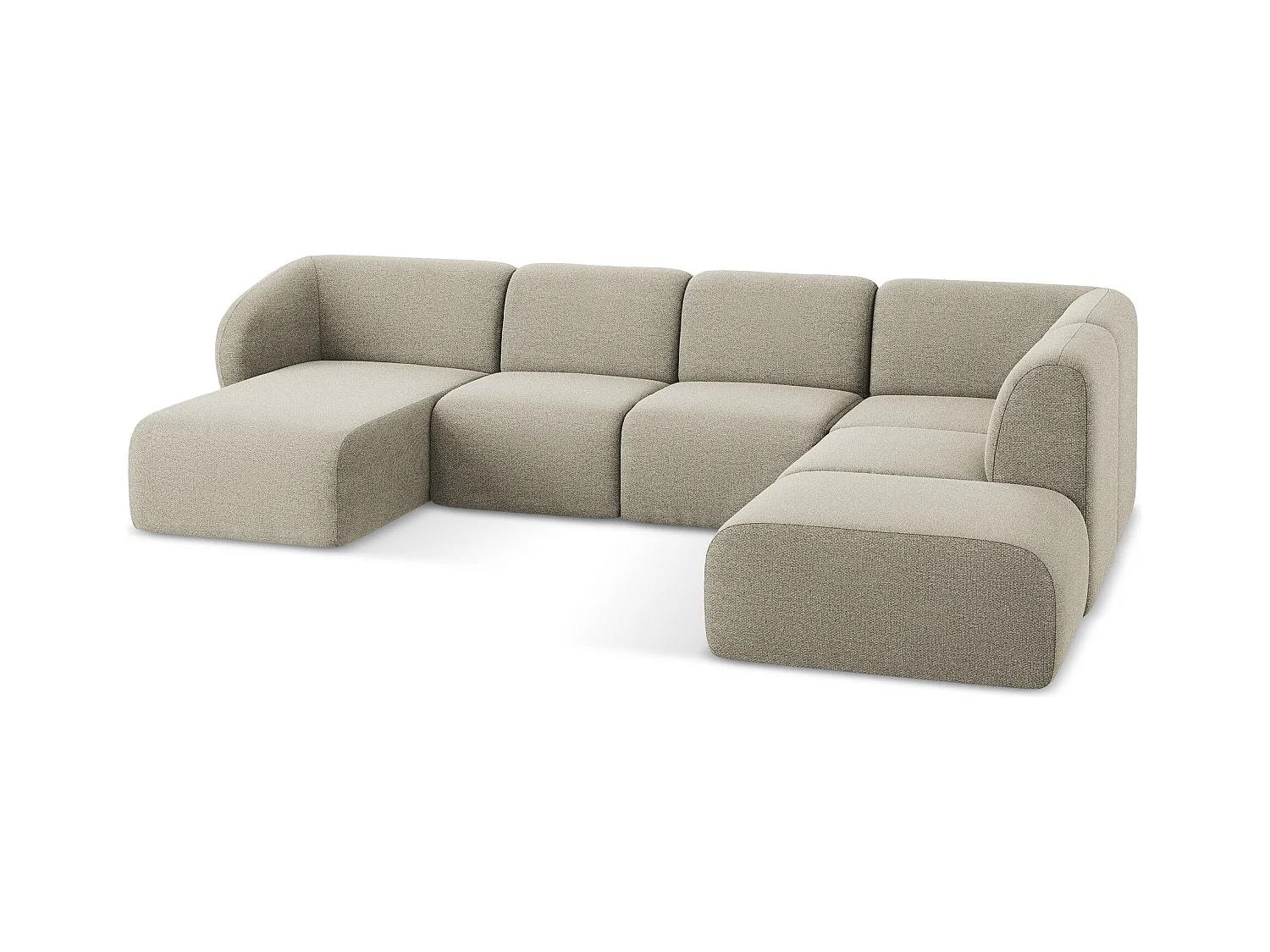 Sofa panoramiczna prawa - z tkaniny bouclé - kreci - LANI