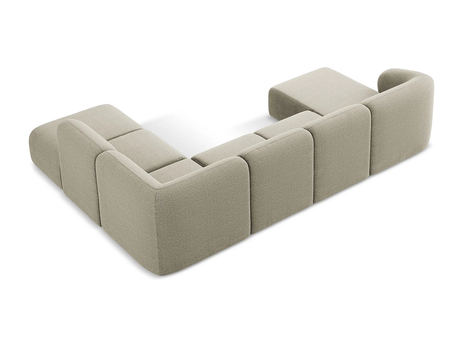 Canapé panoramique 5 places droit en tissu bouclette - taupe - LANI