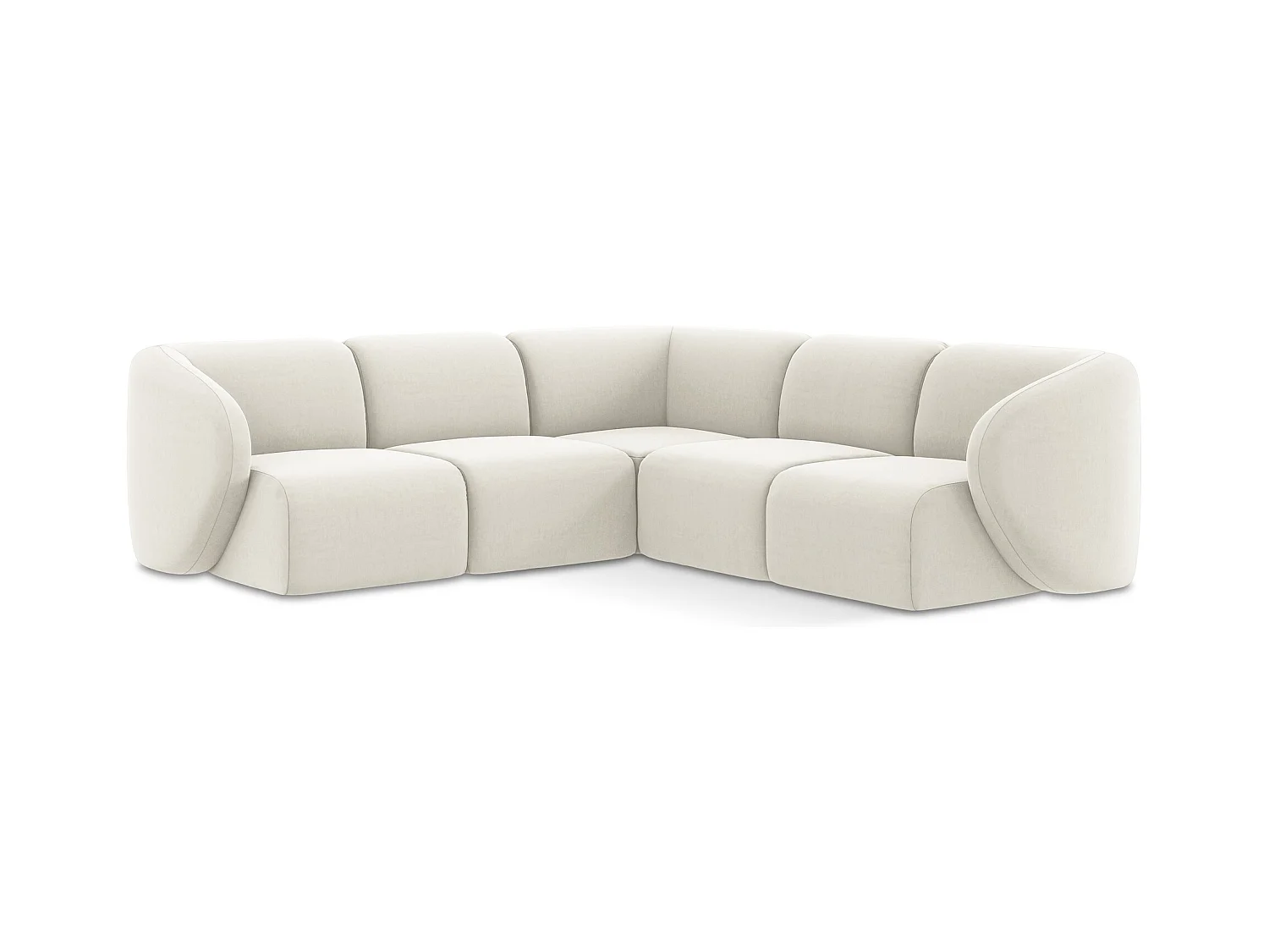 Modulares Ecksofa - - Samt - Hell beige - LANI