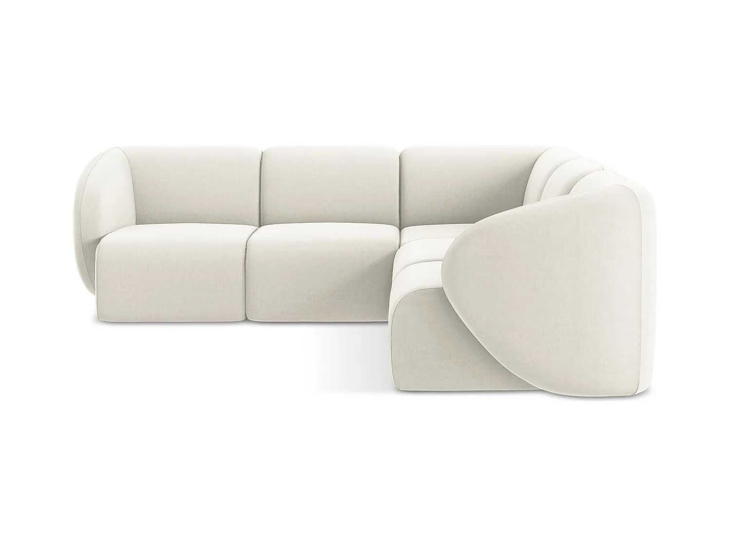 Modulares Ecksofa - - Samt - Hell beige - LANI