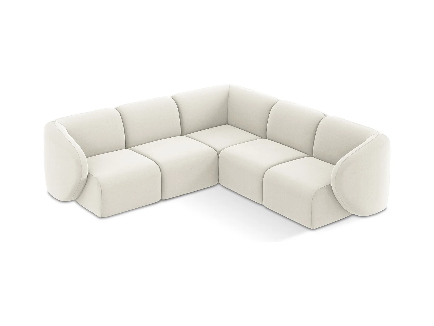 Modulares Ecksofa - - Samt - Hell beige - LANI