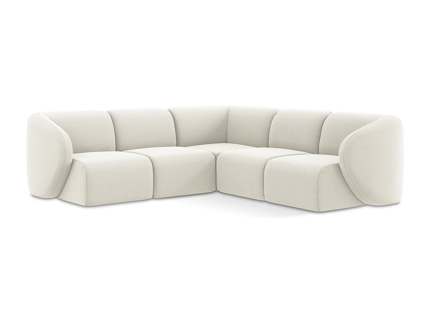 Modulaire hoekbank van lichtbeige velours - LANI