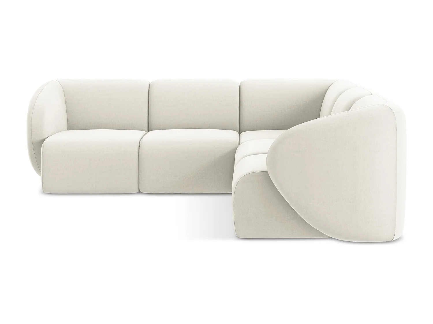 Modulaire hoekbank van lichtbeige velours - LANI