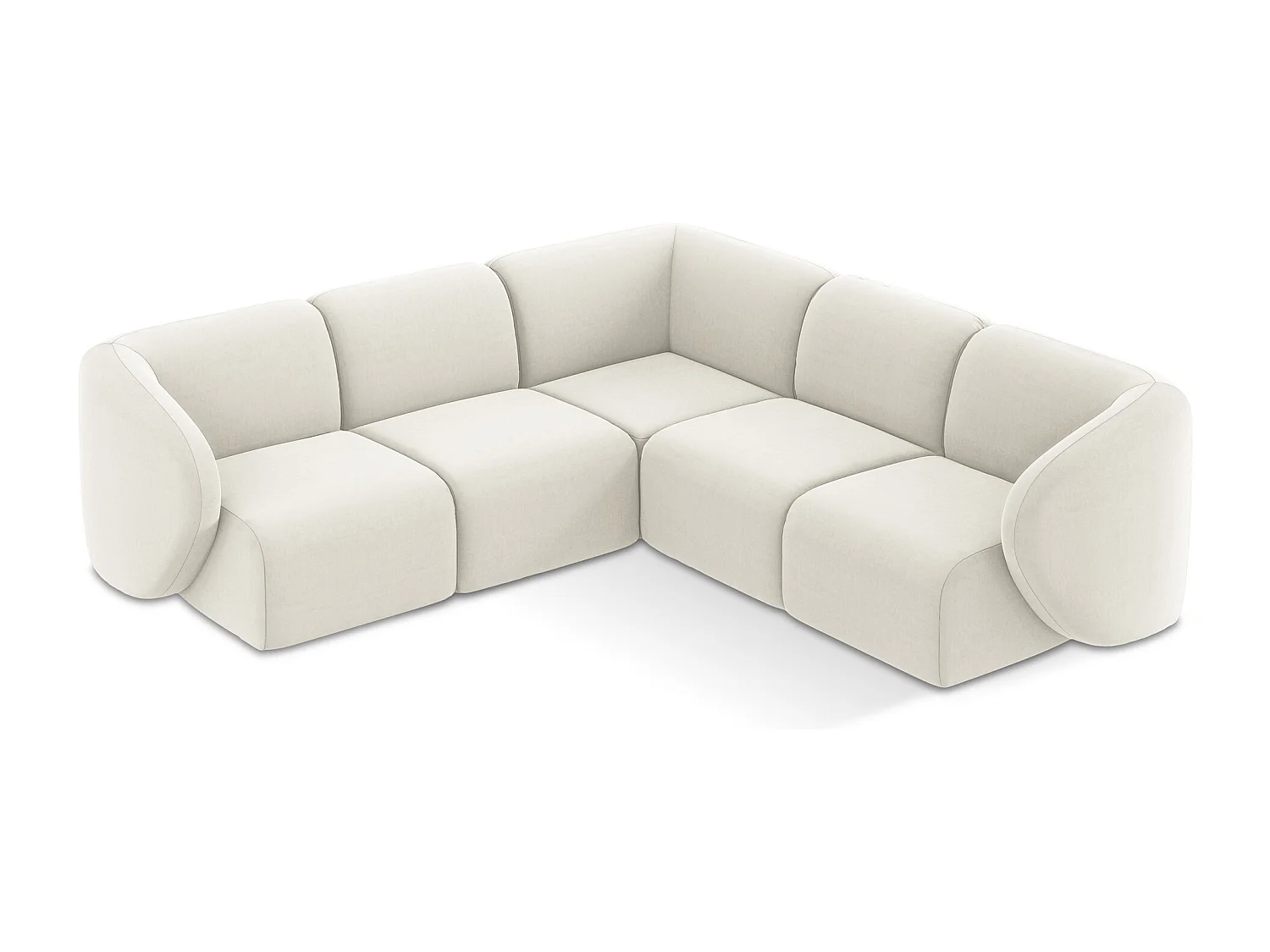 Modulaire hoekbank van lichtbeige velours - LANI