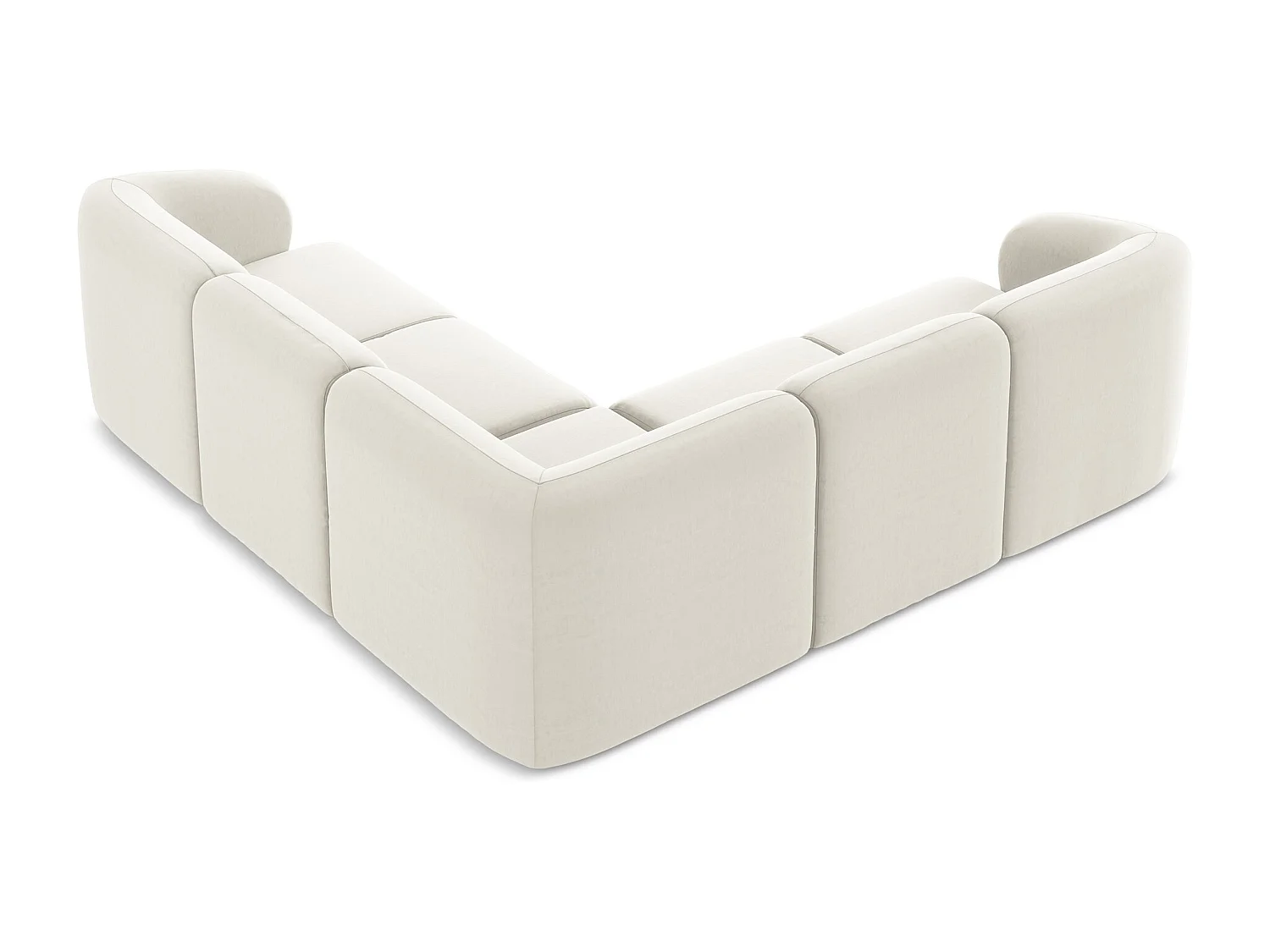 Modulaire hoekbank van lichtbeige velours - LANI