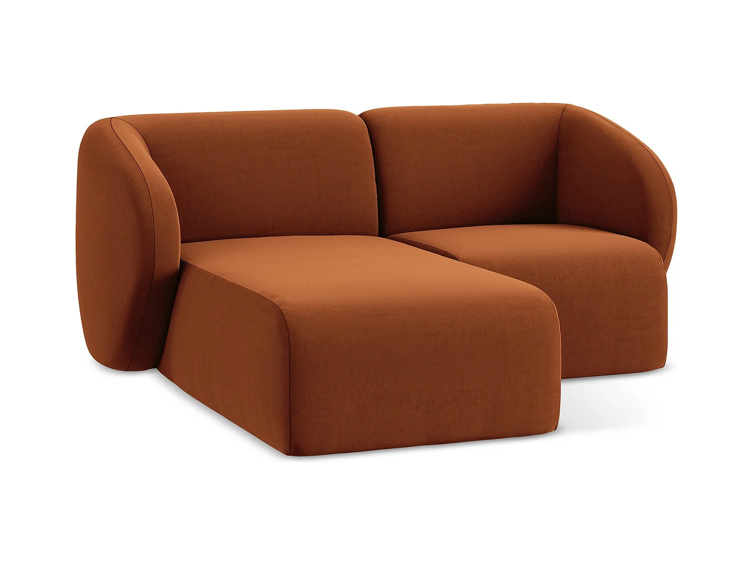 Modulaire hoekbank links van terracotta velours - LANI