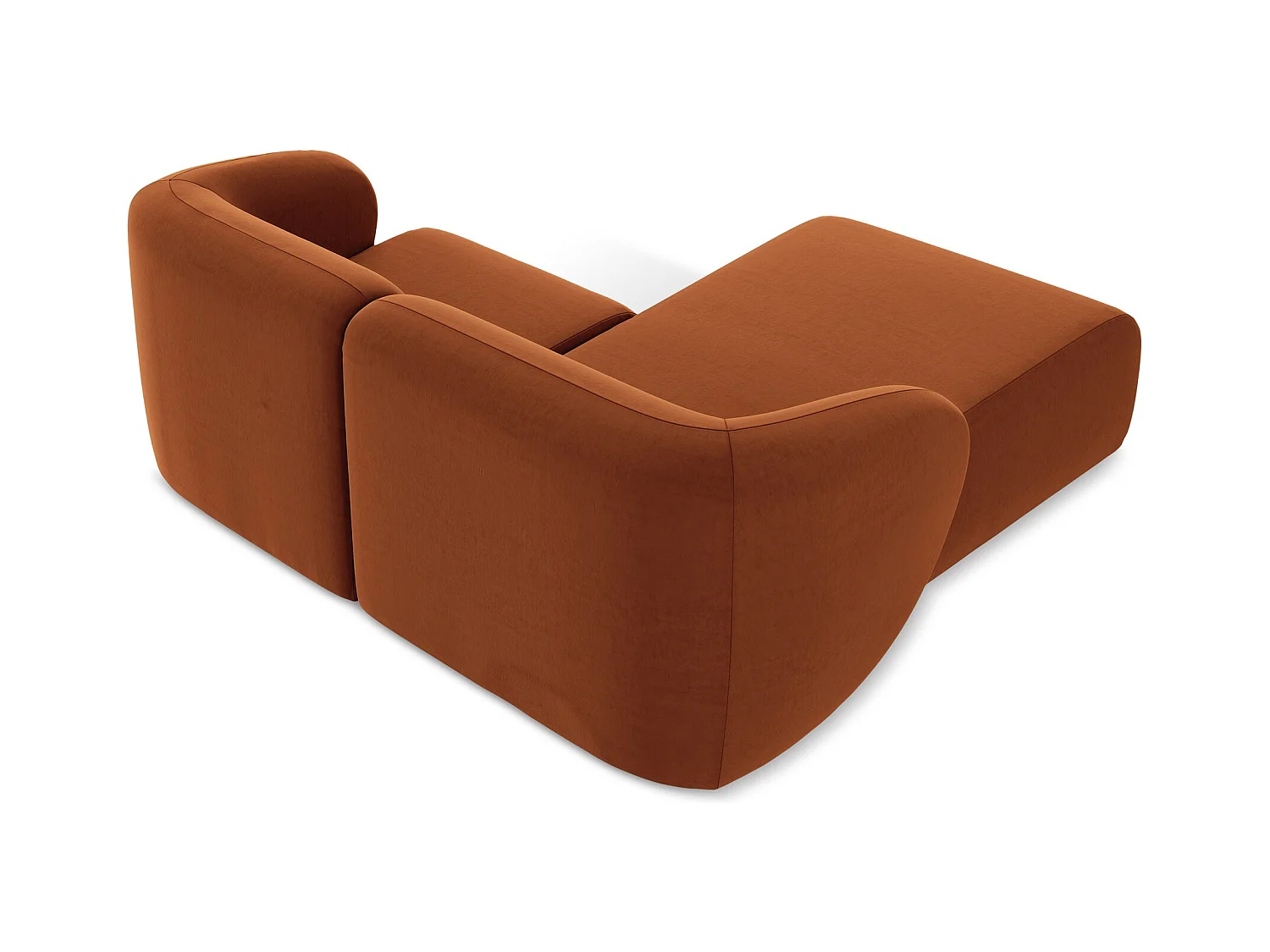 Modulaire hoekbank links van terracotta velours - LANI