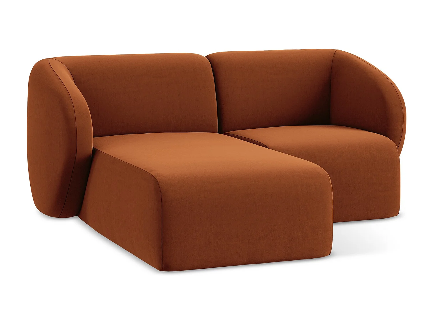 Modulaire hoekbank links van terracotta velours - LANI