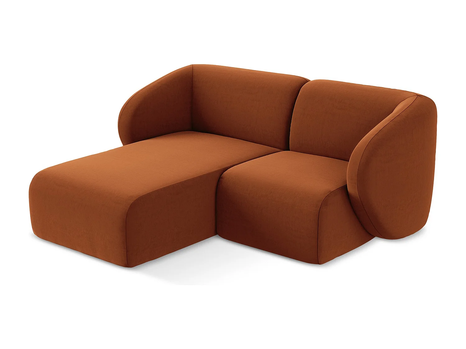 Modulaire hoekbank links van terracotta velours - LANI