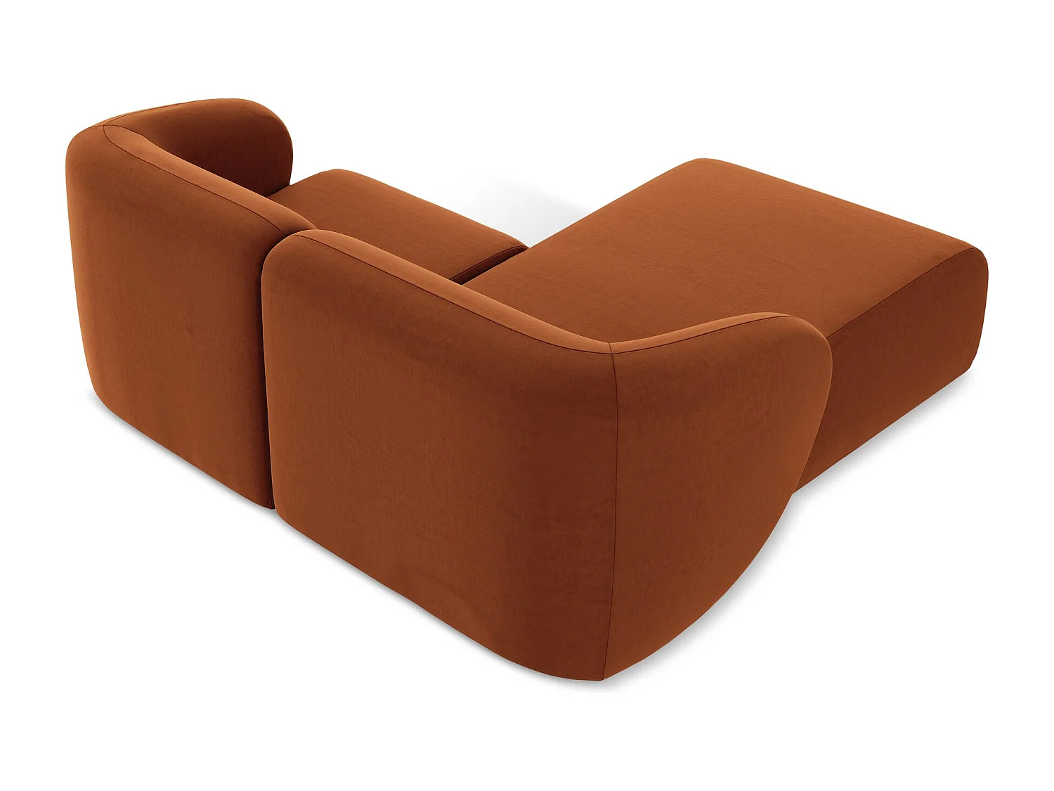 Modulaire hoekbank links van terracotta velours - LANI