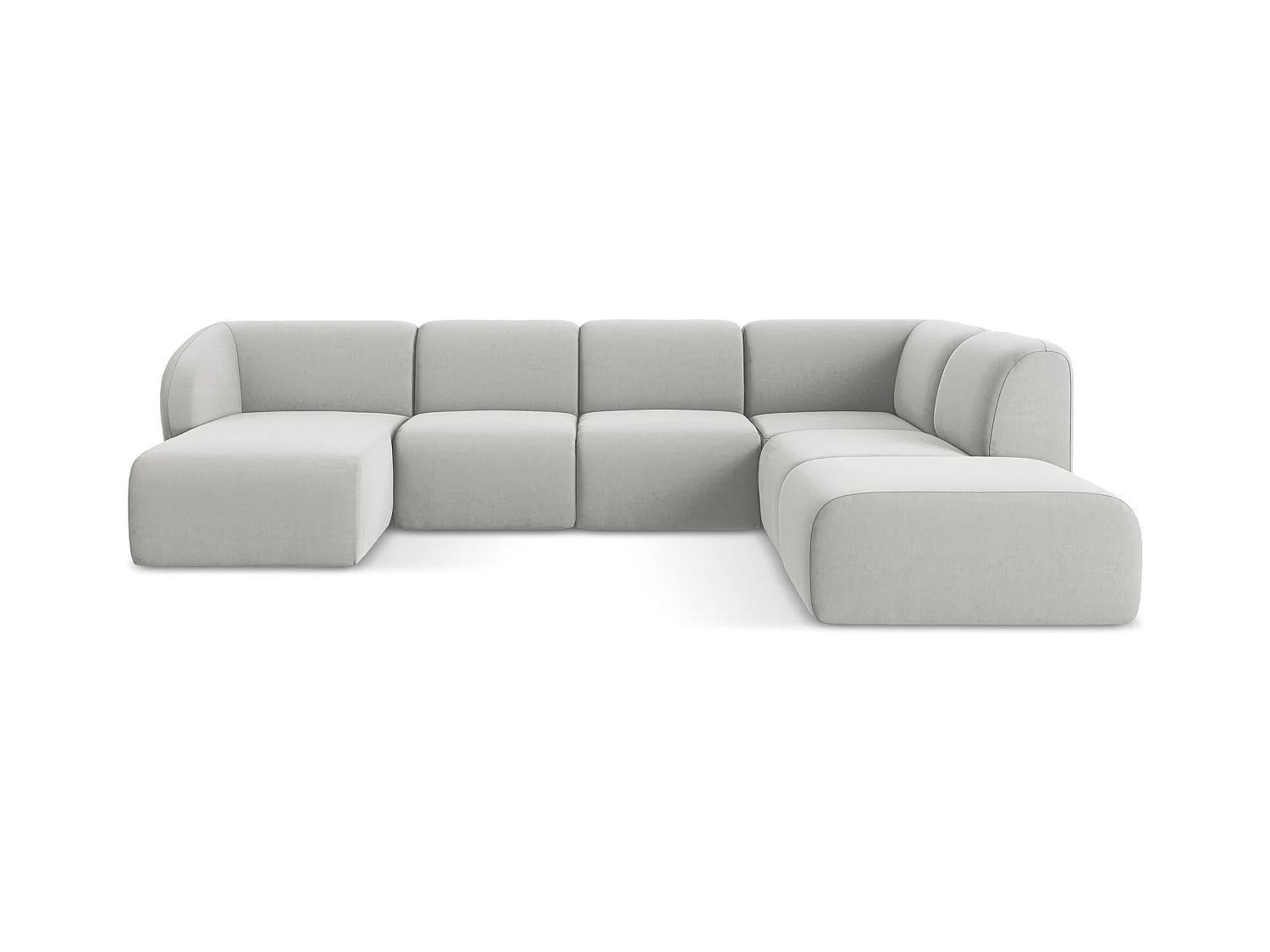 Große Wohnlandschaft Rechts - - Samt - Silber - LANI