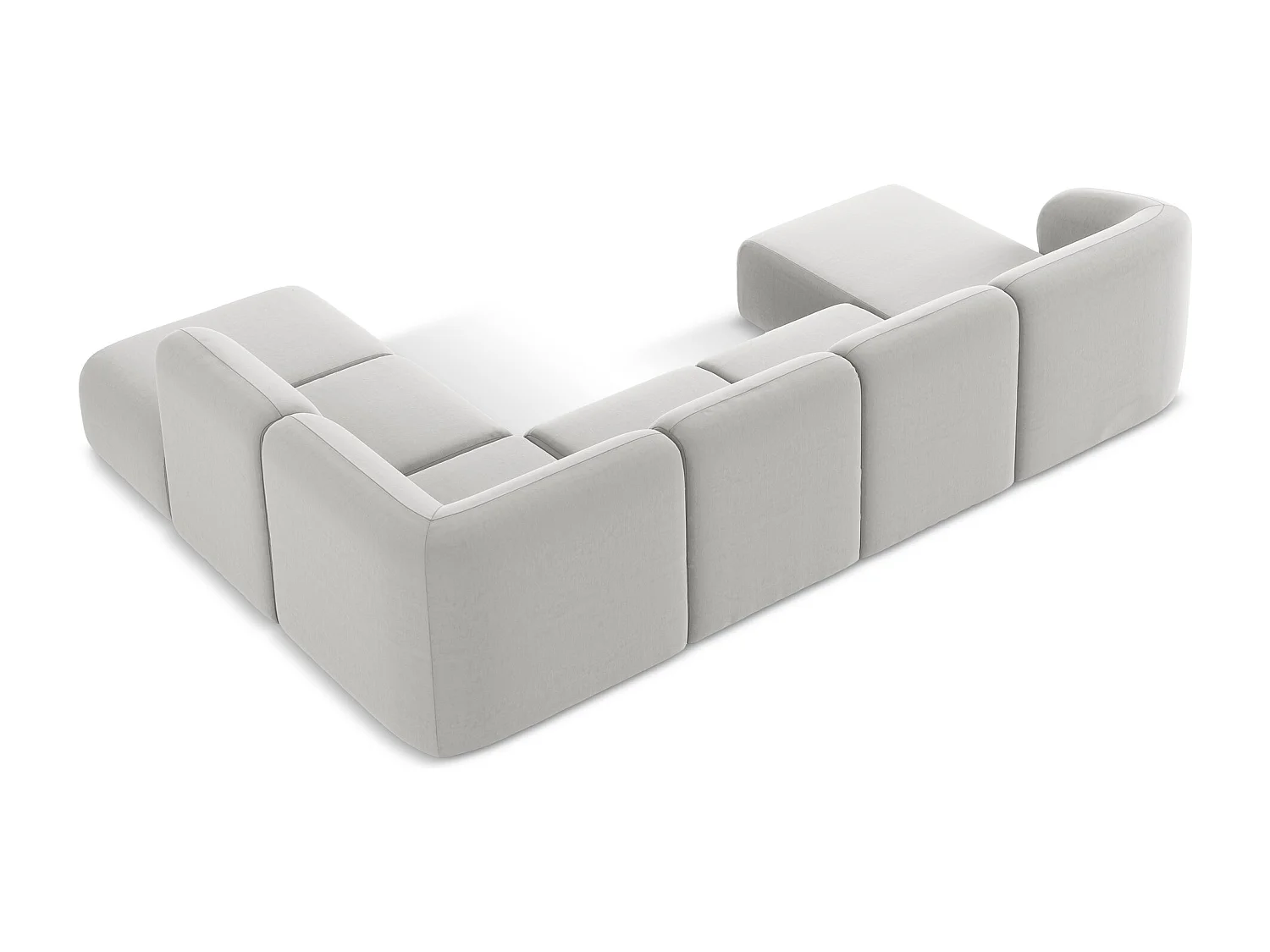 Canapé panoramique 5 places droit en velours - argent - LANI