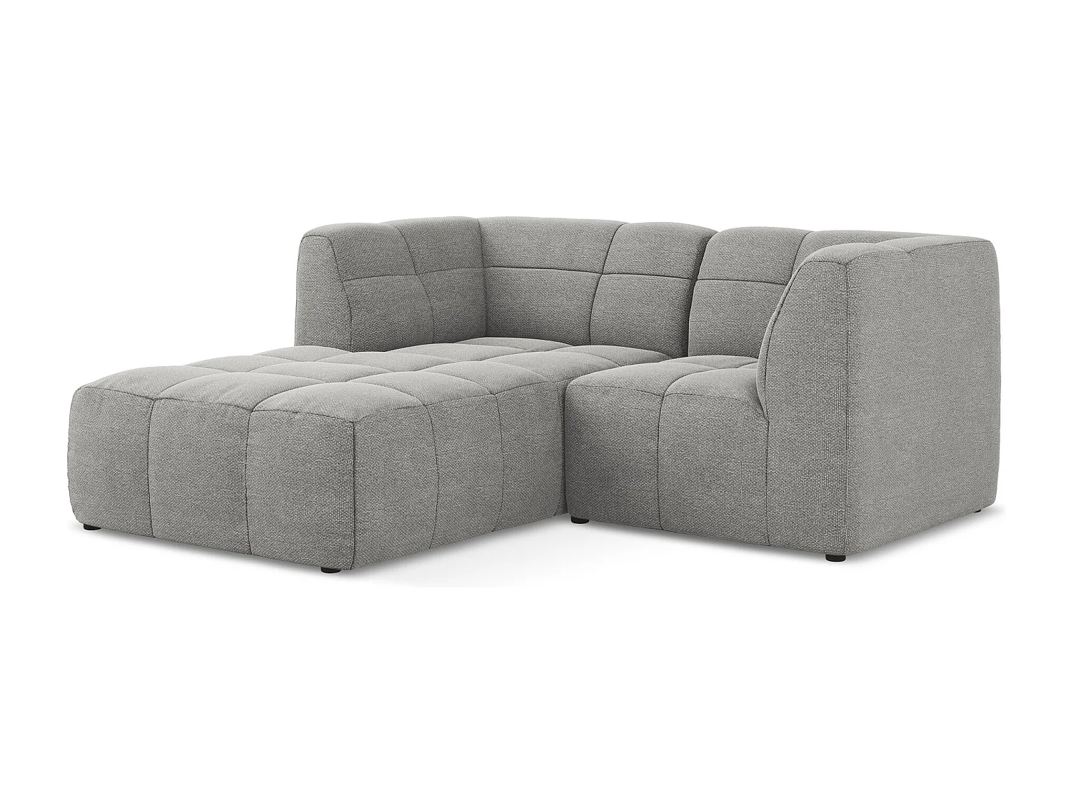 Canapé d'angle 2,5 places modulaire gauche en tissu bouclette - gris clair - ALOHA