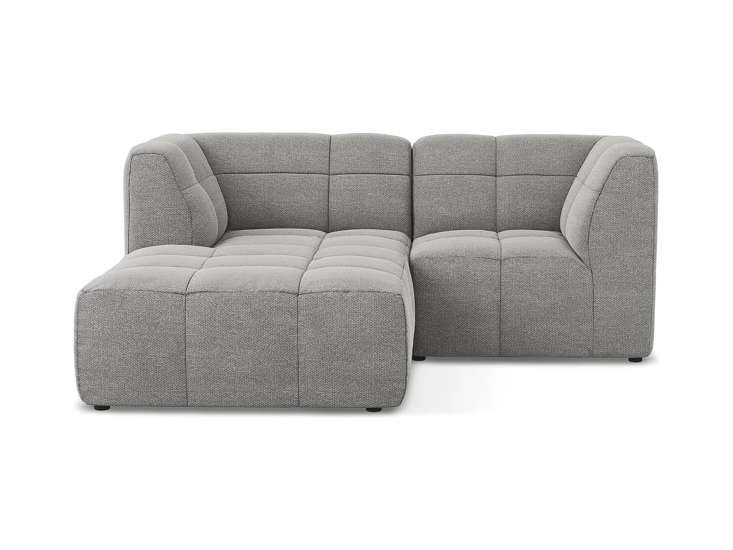 Canapé d'angle 2,5 places modulaire gauche en tissu bouclette - gris clair - ALOHA