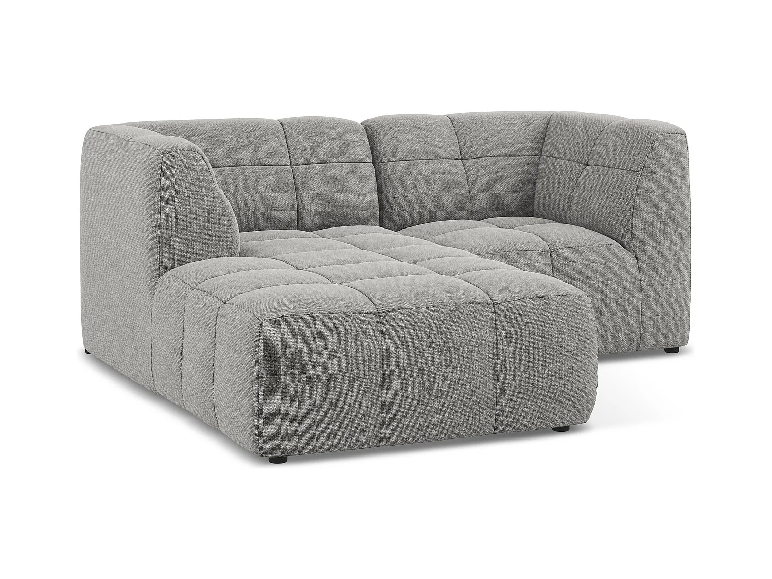 Canapé d'angle 2,5 places modulaire gauche en tissu bouclette - gris clair - ALOHA