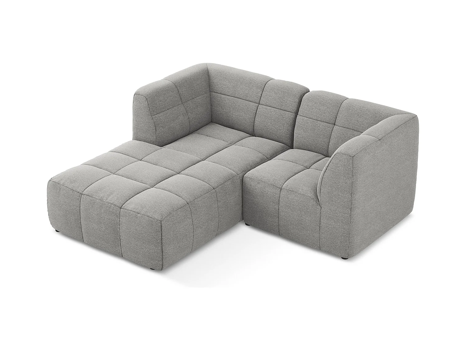 Canapé d'angle 2,5 places modulaire gauche en tissu bouclette - gris clair - ALOHA