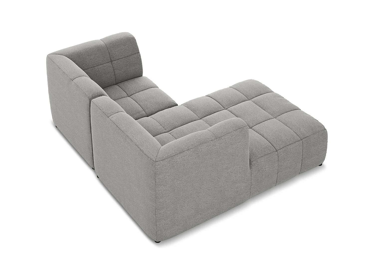 Canapé d'angle 2,5 places modulaire gauche en tissu bouclette - gris clair - ALOHA