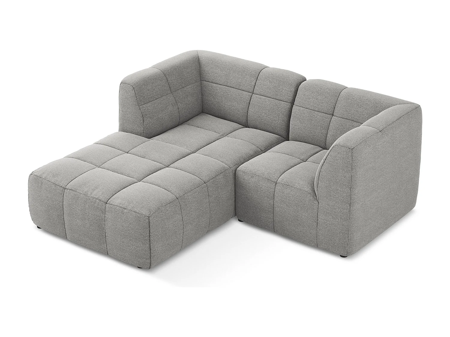 Narożnik lewostronny - z tkaniny bouclé - jasny szary - ALOHA