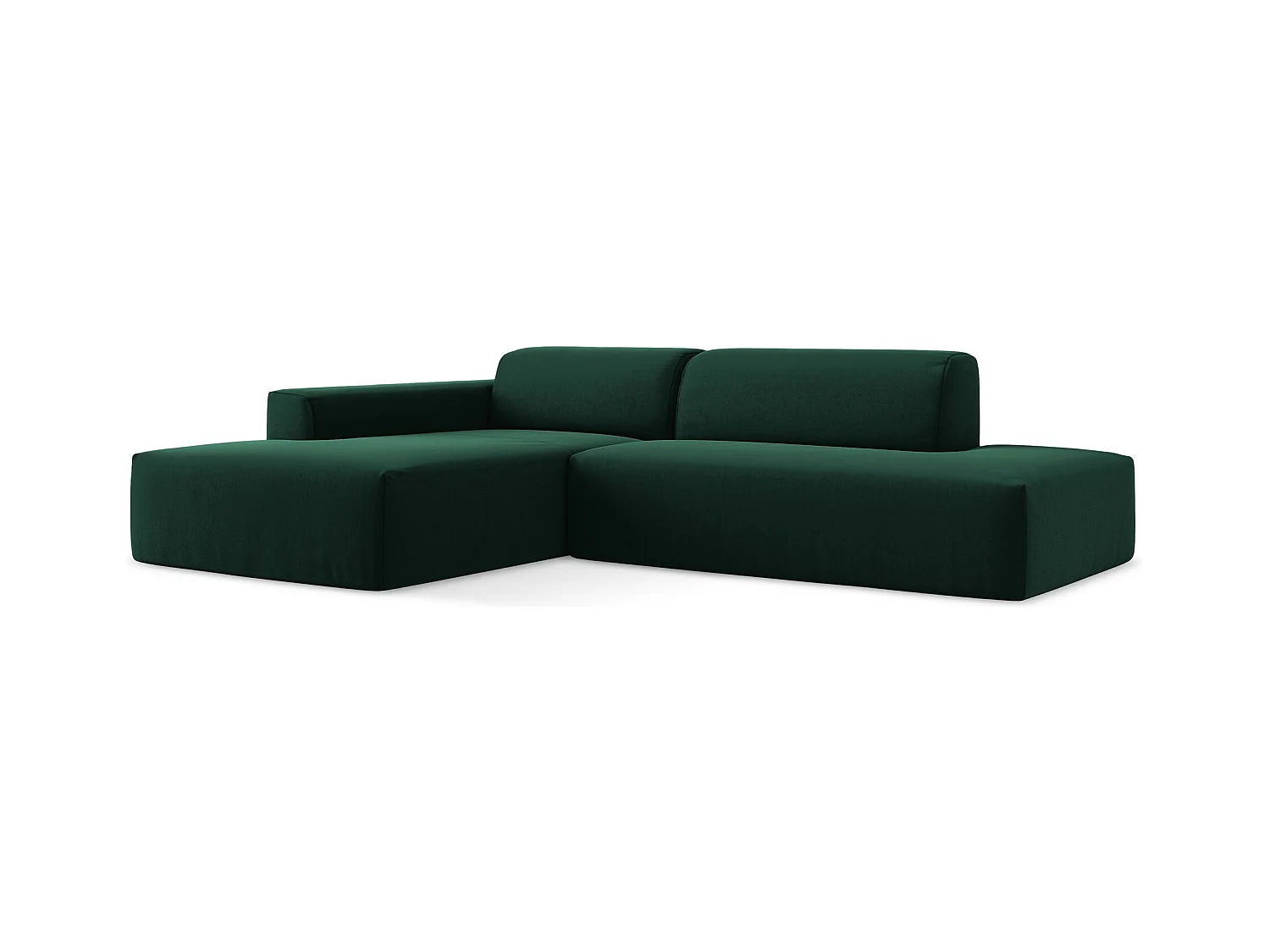 Canapé d'angle 3 places modulaire droit en velours - bouteille verte - KELI