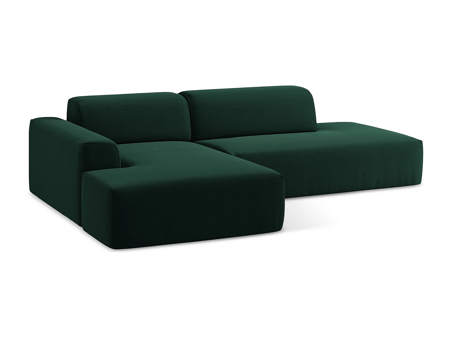 Canapé d'angle 3 places modulaire droit en velours - bouteille verte - KELI