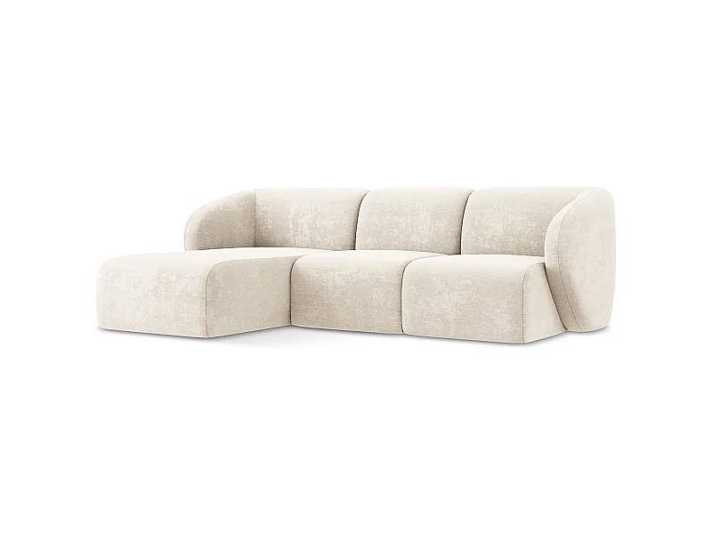 Canapé d'angle 3 places modulaire gauche en tissu chenille - beige clair - LANI