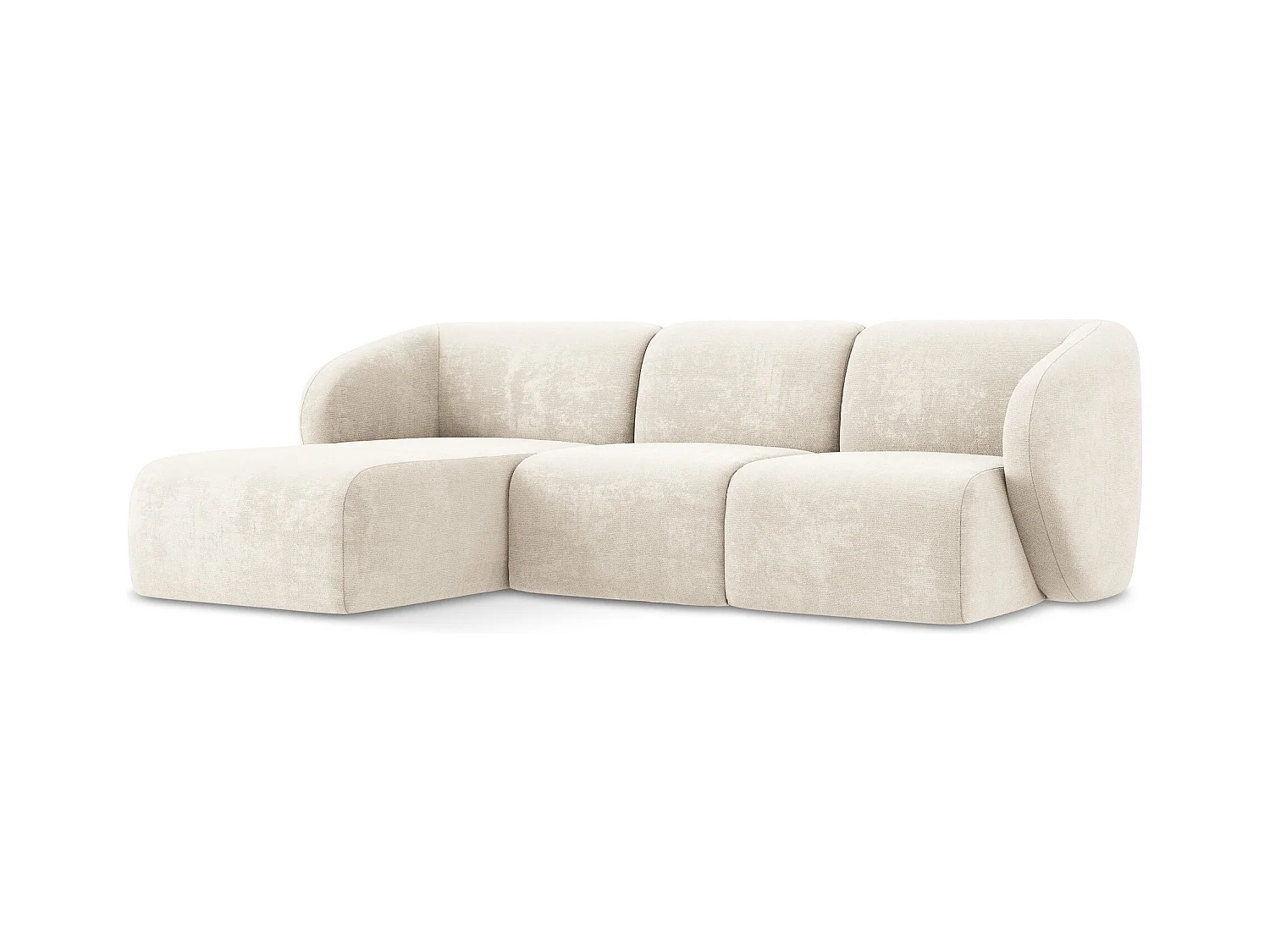 3-Sitzer Modulares Ecksofa - Ecke Links - Chenille - Hell beige - LANI