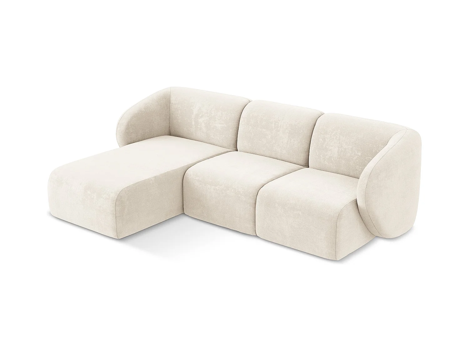 Canapé d'angle 3 places modulaire gauche en tissu chenille - beige clair - LANI