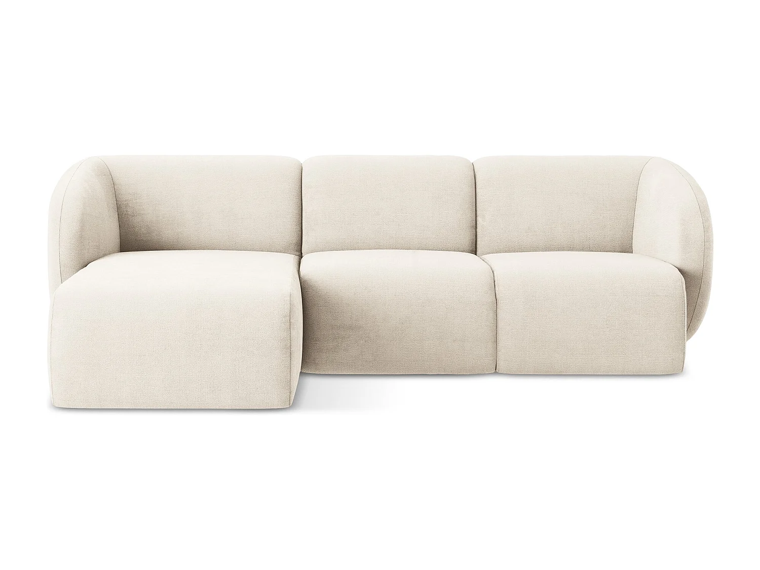 Canapé d'angle 3 places modulaire gauche en tissu chenille - beige clair - LANI