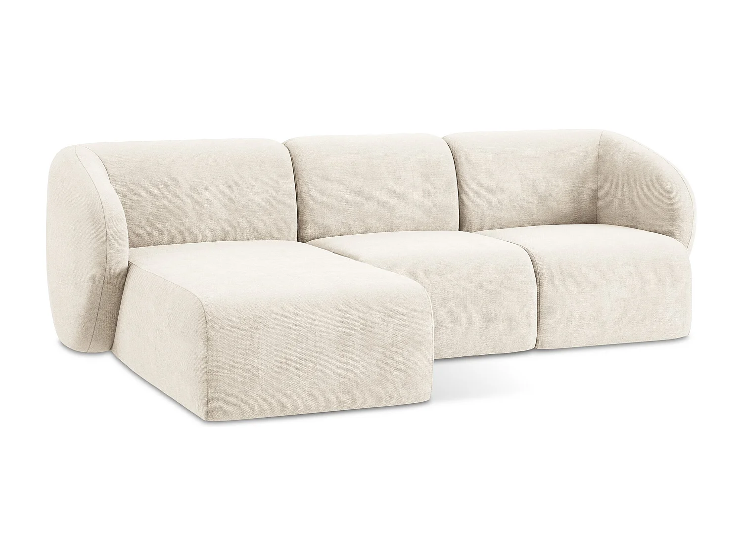 Canapé d'angle 3 places modulaire gauche en tissu chenille - beige clair - LANI