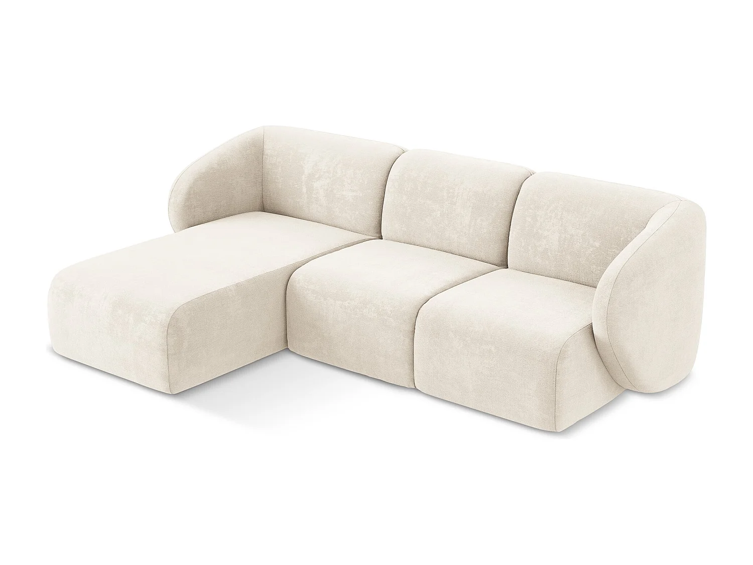 Canapé d'angle 3 places modulaire gauche en tissu chenille - beige clair - LANI