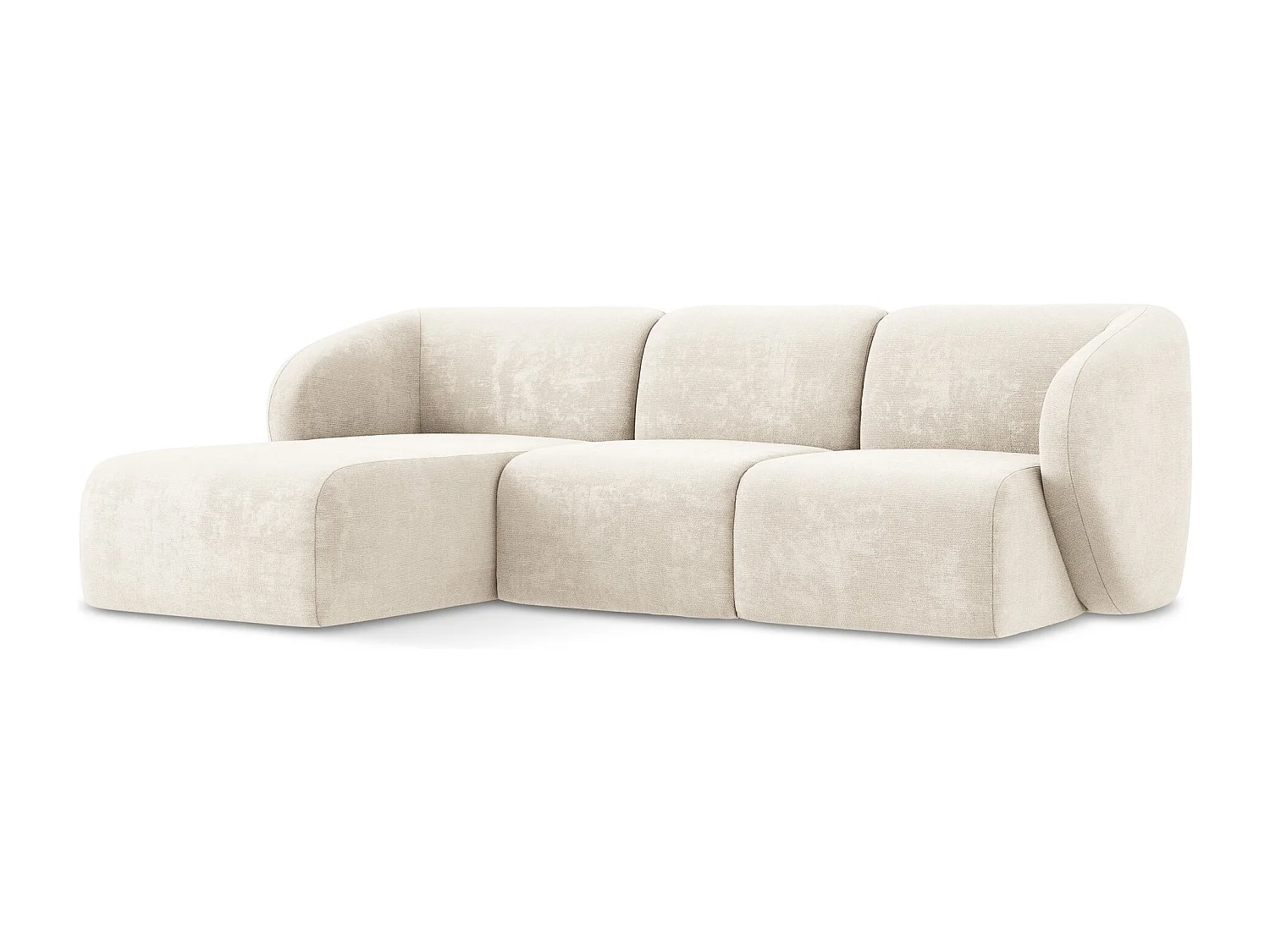 3-Sitzer Modulares Ecksofa - Ecke Links - Chenille - Hell beige - LANI