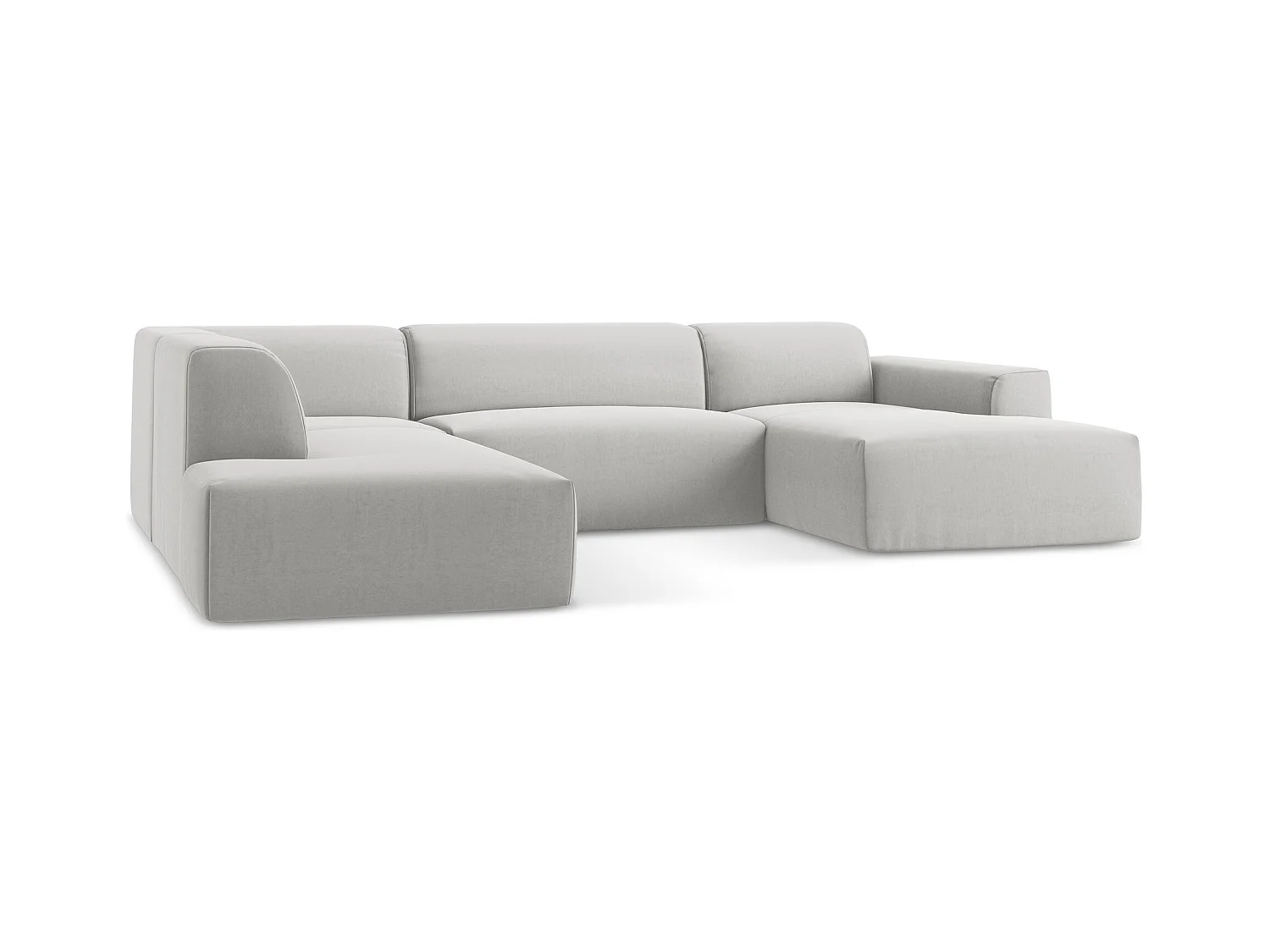 Panoramische hoekbank links van zilver velours - KELI